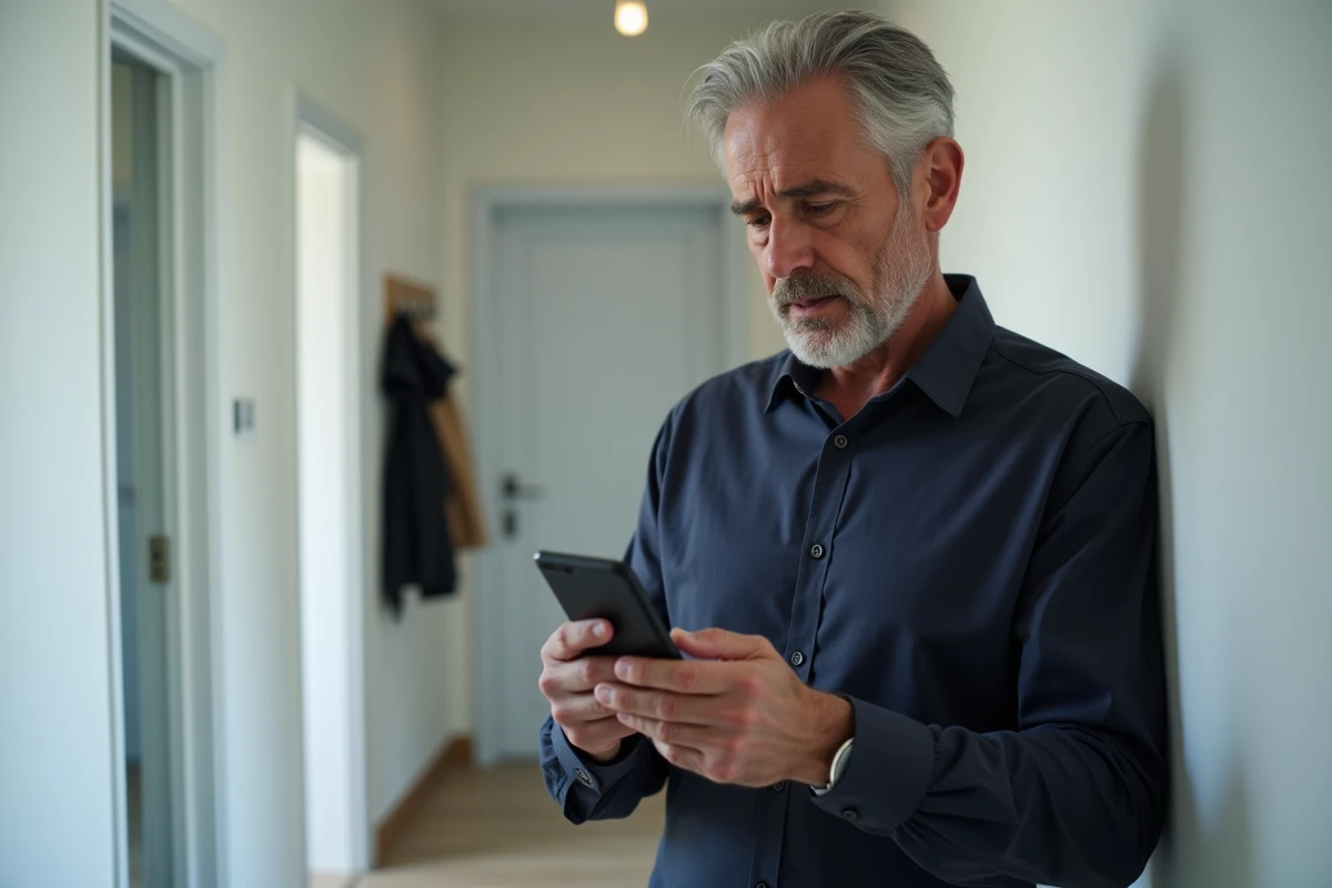 Propriétaire consultant un code d'authentification sécurisée sur son smartphone pour accéder à son espace ITEA